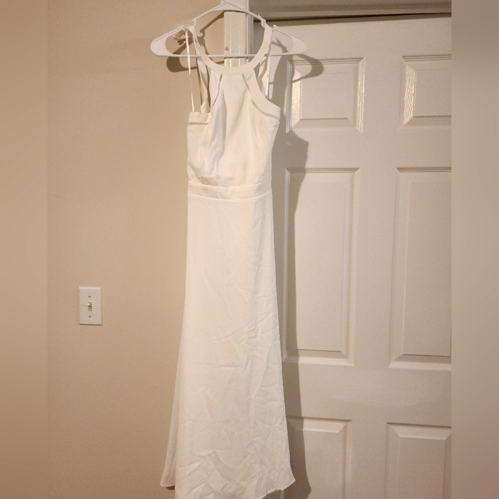 Lulu's Summer Dream White Tie-Back Halter Midi Dress